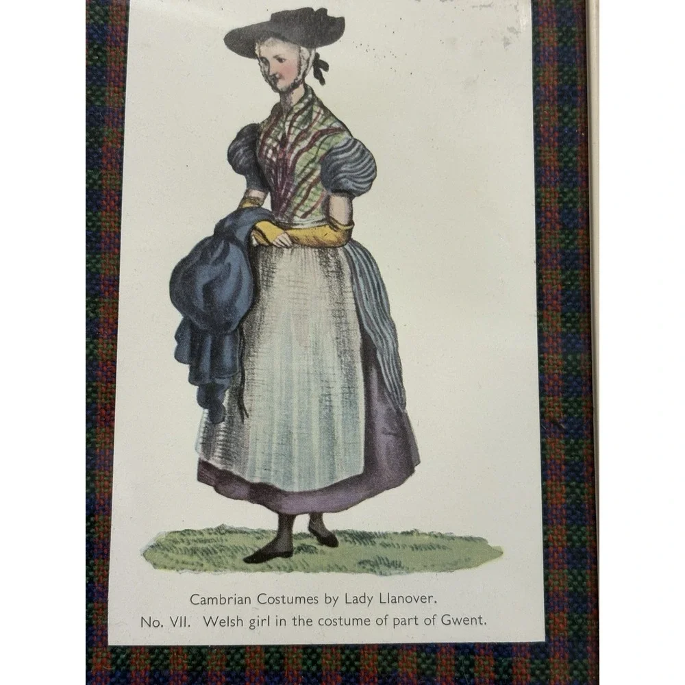 4 VTG Cambrian Costumes Welsh Gwent Gower Lady Llanover Postcards Oxford Framed